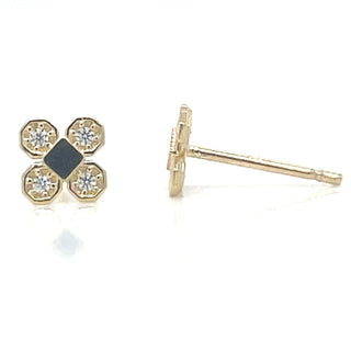 9ct Yellow Gold Cz Clover Stud Earrings