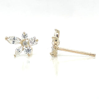 9ct Yellow Gold Multi Cut Cz Stud Earrings