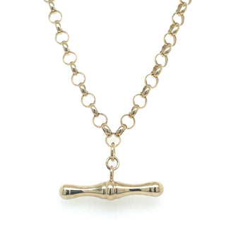Vintage 9ct Yellow Gold 20” Round Belcher Chain With Dog Bone T-Bar