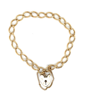 Vintage 9ct Yelow Gold Heart Lock Bracelet