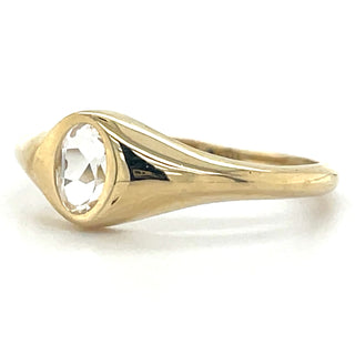 9ct Yellow Gold Rubover Earth Grown White Topaz Ring
