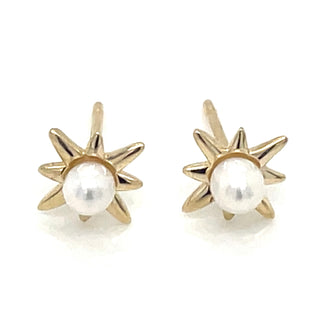 9ct Yellow Gold Star Earring With Pearl