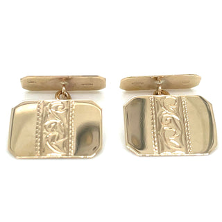 Vintage 9ct Yellow Gold Cufflinks With Design Detail