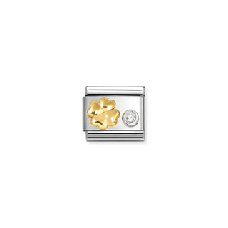 Composable Classic SYMBOLS steel, 750 gold, 925 silver and CZ Four Leaf Clover Cz White
