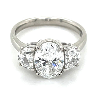 Alora - Platinum 2.92ct Oval & Half Moon Trilogy Laboratory Grown Diamond Engagement Ring