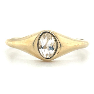 9ct Yellow Gold Rubover White Topaz Ring