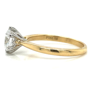 Addie - 18ct Yellow Gold Six Claw Laboratory Grown 1.07ct Solitaire Round Brilliant Diamond Ring