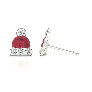 Children’s Sterling Silver Sparkling Santa Hat Earrings