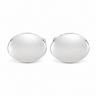Sterling Silver Plain Oval Cufflinks