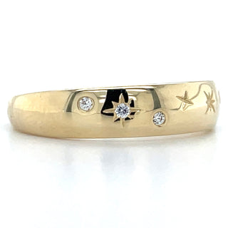 9ct Yellow Gold Scattered Star Set Cz Set Ring