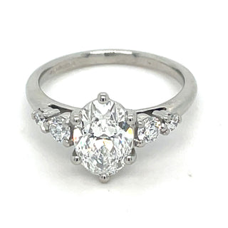 Runa - Platinum 1.41ct Laboratory Grown Oval Diamond Engagement Ring with Round Side Stones