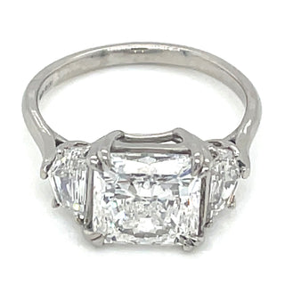 Scarlett - Platinum 3.69ct Square Radiant Laboratory Grown Diamond Ring with Side Stones