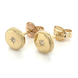 9ct Yellow Gold Flat Star Set Cz Earrings