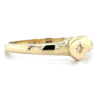 9ct Yellow Gold Heart Star Set Cz Ring