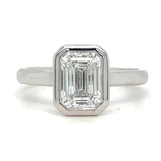 Freida - Platinum Laboratory Grown Rubover 1.60ct Emerald Cut Solitaire Diamond Ring
