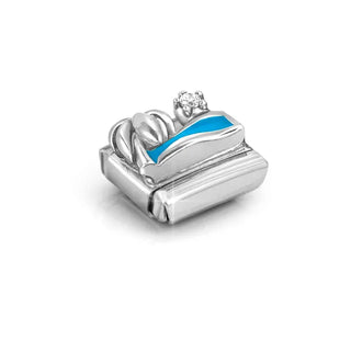 Composable CL SYMBOLS stainless steel, enamel, 1 Cub. Zirc and 925 sterling silver Palm Tree With Sea