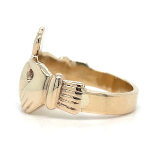 Vintage 9ct Yellow Gold Gents Claddagh Ring