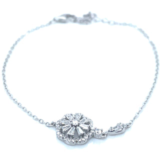 Sterling Silver Cz Flower Bracelet