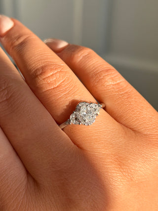 Platinum 0.55ct Oval Halo Earth Grown Diamond Ring