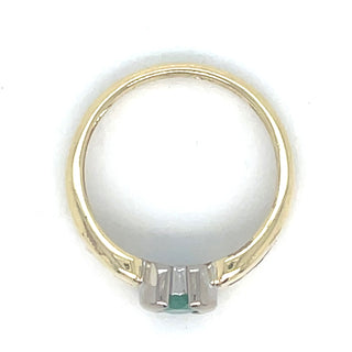 Vintage 18ct Yellow Gold Earth Grown Emerald and Diamond Ring
