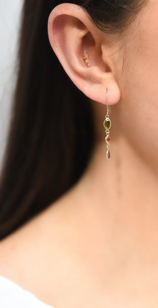 9ct Yellow Gold Multi Coloured Drop Earrings