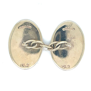 Vintage 9ct Yellow Gold Half Engraved Oval Cufflinks