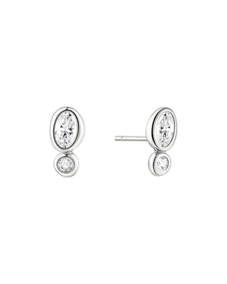 Ania Haie Silver Bezel Organic Pebble & Round Stud Earrings
