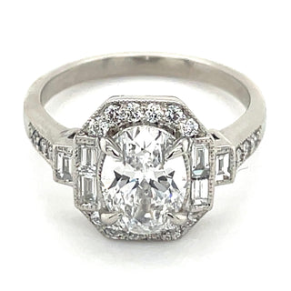 Harmony - Platinum 1.98ct Laboratory Grown Oval Vintage Style Diamond Engagement Ring