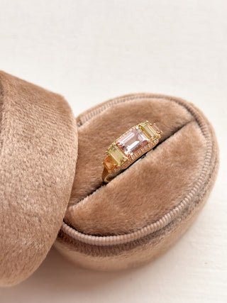 18ct Yellow Gold Earth Grown Pink Tourmaline, Green Tourmaline, Orange Tourmaline & Diamond Ring