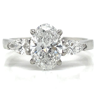 Cynthia - Platinum Laboratory Grown 1.49ct Oval And Pear Three Stone Engagement Ring