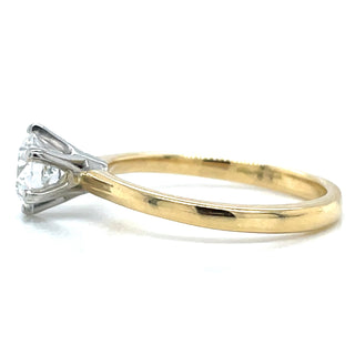 Evie - 18ct Yellow Gold Laboratory Grown 0.80ct Round Brilliant Solitaire Six Claw Diamond Engagement Ring