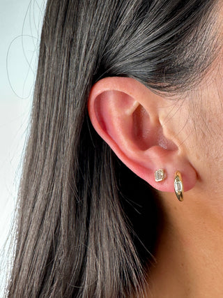 9ct Yellow Gold Bezel set Emerald Cut 0.96ct Laboratory Grown Diamond Earrings