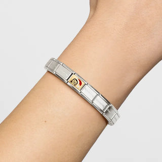 Composable Classic PLATES (IC) in steel, enamel and 18k gold Penguin Santa Hat