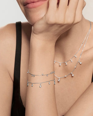 Ania Haie Silver Bezel-Set Teardrop Dangle Station Bracelet