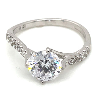 9ct White Gold Cz Spider Claw Solitaire Ring