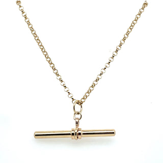 Vintage 9ct Yellow Gold 24” Round Belcher Chain With a Plain T-Bar