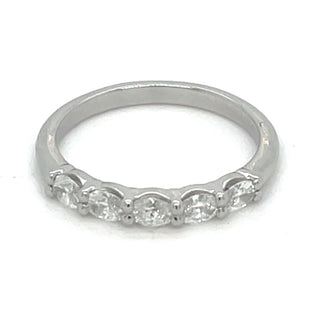 Platinum Earth Grown Five Stone Diamond Horizontal Oval Ring