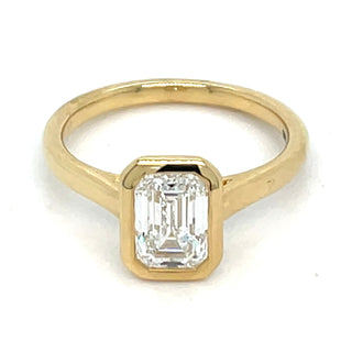 Freida - 18ct Yellow Gold Laboratory Grown Rubover 1.51ct Emerald Cut Solitaire Diamond Ring