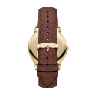 Armani Gents Three-Hand Date Brown Leather Watch