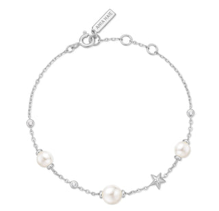 Ania Haie Silver Shell Pearl and Star Station Bracelet