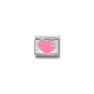 Composable CL SYMBOLS stainless steel, enamel, 1 Cub. Zirc and 925 sterling silver Pink heart