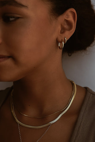 Golden Slim Herringbone Necklace