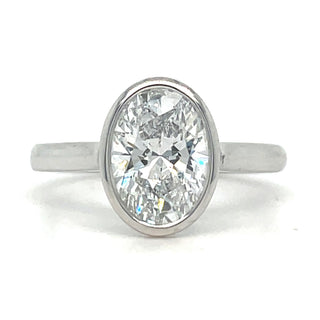 Cora - Platinum Laboratory Grown 2.04ct Oval Rubover Set Diamond Ring