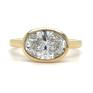 Inez - 18ct Yellow Gold Laboratory Grown 2.01ct Oval Bezel Set Diamond Ring