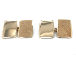 Vintage 9ct Yellow Gold Brushed And Plain Cufflinks