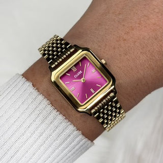 Gracieuse Petite Watch Steel, Fuchsia Pink, Gold Colour