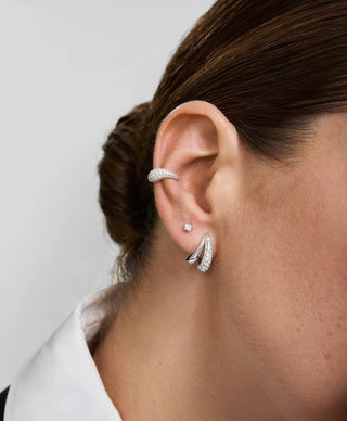 Ania Haie Silver Duet Stud Hoop Earrings