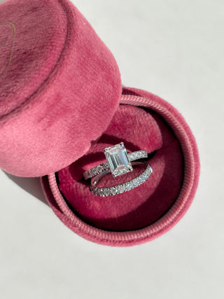 Maisie - Platinum Emerald Cut Laboratory Grown Diamond Engagement Ring With Stone Set Shoulders