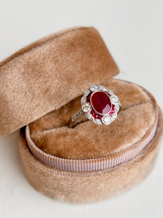 18ct White Gold Earth Grown 1.85ct Ruby And 0.39ct Diamond Ring