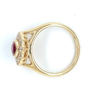 18ct Yellow Gold Earth Grown Cluster Ruby and Diamond Ring